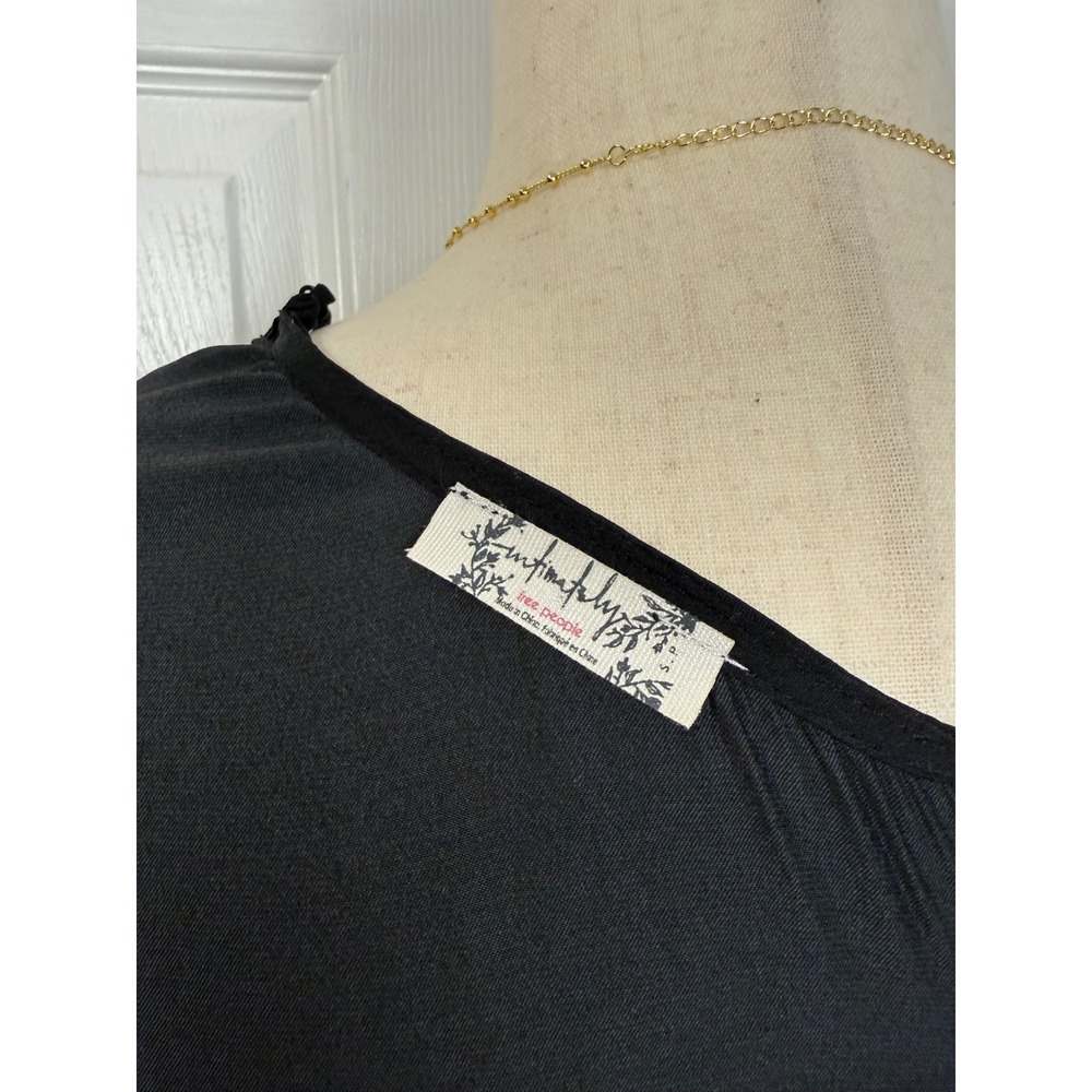 Free People Day to Night Convertible Slip Dress Black Satin Cowl Neck Ruched S - Picture 9 of 10